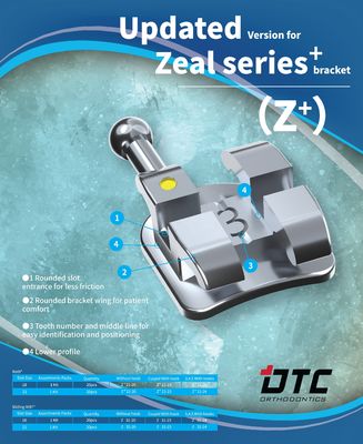 3 años de vida útil DTC Zeal Plus Serie Dental Ortodoncia Bracket Brace Tejido Ortopédico