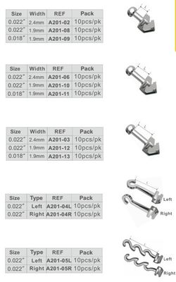 0.018'/0.022' DTC ortodoncia dental gancho de acero inoxidable corta larga o espiral ganchos